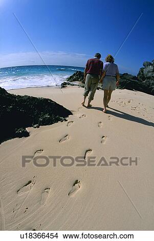 sand, beach, white, romantic, footprints, couple View Large Photo Image Picture - sand, beach, white, romantic, footprints, couple. Fotosearch