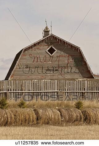 Stock Photography - saskatchewan, barn, southern, scenic, claybank, xmas. Fotosearch