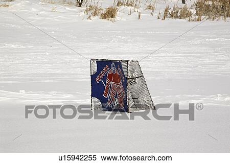 Stock Photography - saskatchewan, goal, wawota, pond, frozen, hockey. Fotosearch