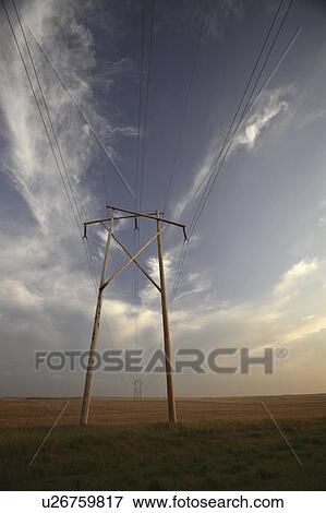 Stock Photo - saskatchewan, lines, scenic, plains, regina, power. Fotosearch