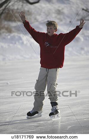 Stock Photo - saskatchewan, skating, jaw, moose, outdoors, boy. Fotosearch