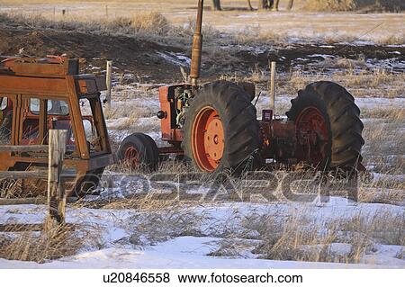Stock Photo - saskatchewan, unused, scenic, cabin, tractor, old. Fotosearch