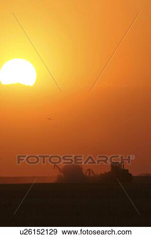 Stock Photo - saskatchewan, working, scenic, sunset, field, farmer. Fotosearch