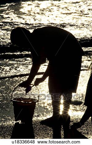 Stock Photo - scenic, kids, sunset, beach, enjoying, children. Fotosearch