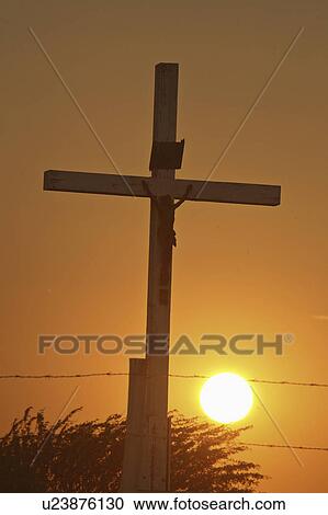 Stock Image - setting, christ, behind, sun. Fotosearch
