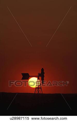 Stock Photography - setting, saskatchewan, windmill, behind, sun. Fotosearch