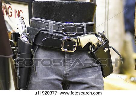 Stock Photo - shooters, west, six, holsters, double, wild. Fotosearch