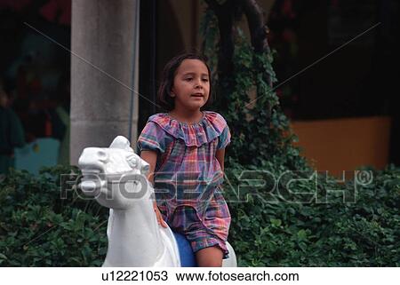 Stock Image - statue, blunt, portrait, horse, girl. Fotosearch