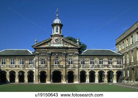 Stock Image - stone, college, europe, england, cambridge, emmanuel. Fotosearch