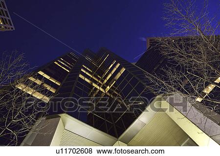 Stock Photo - tall, calgary, canada, alberta, night, downtown. Fotosearch