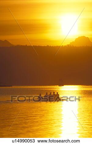 Stock Image - team, morning, bay, sunrise, gold, university. Fotosearch