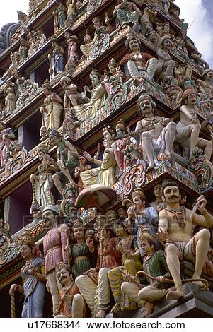 Picture - temple, figures, hindu, outside, decorate, writhing. Fotosearch
