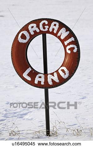 Stock Photography - tire, snow, field, stubble, covered, sign. Fotosearch