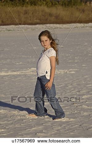 Stock Photo - usa, enjoying, florida, scenic, beach, girl. Fotosearch