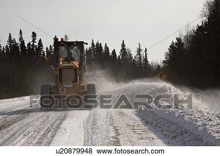 Stock Photo - work, winter, road, logging, grader. Fotosearch