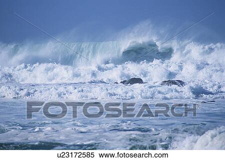Stock Photography - Big surf waves of the Pacific Ocean, Monterey, California, USA. Fotosearch
