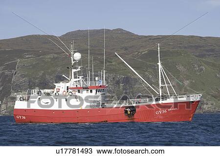 Stock Image - Longliner targetting dogfish. Hebrides, UK.. Fotosearch