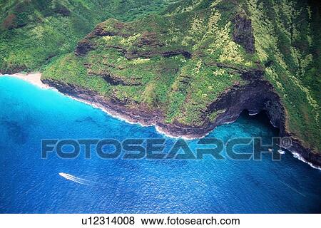 Stock Photo - Napali coast, aerial Kauai, Hawaii (N. Pacific). Fotosearch