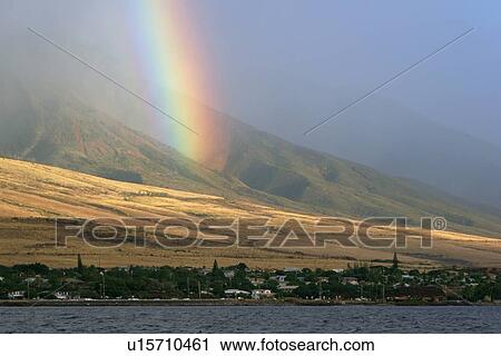 Rainbow after a rain shower over the West Maui Mountains, Maui, Hawaii, USA. View Large Photo Image Stock Image - Rainbow after a rain shower over the West Maui Mountains, Maui, Hawaii, USA.. Fotosearch