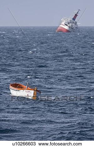 Stock Image - Rescue operation for sinking ship MV Explorer in Antarctica.. Fotosearch