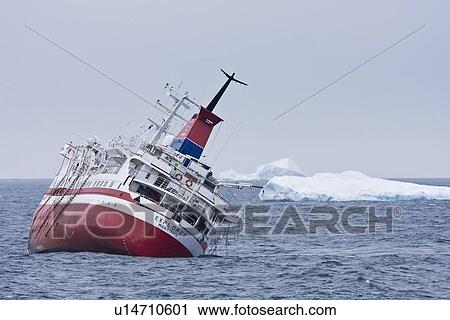 Rescue operation for sinking ship MV Explorer in Antarctica. View Large Photo Image Stock Image - Rescue operation for sinking ship MV Explorer in Antarctica.. Fotosearch