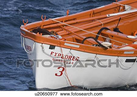 Stock Photo - Rescue operation for sinking ship MV Explorer in Antarctica.. Fotosearch