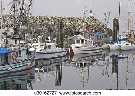 Stock Photo - Scenes from the harbour in Alert Bay on Cormorant Island, British Columbia, Canada. No model or property releases.. Fotosearch