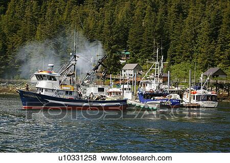 The docks at the town of Baranof Warm Springs on Baranof Island in Southeast Alaska, USA. Pacific Ocean. No model or property releases. View Large Photo Image Stock Photo - The docks at the town of Baranof Warm Springs on Baranof Island in Southeast Alaska, USA. Pacific Ocean. No model or property releases.. Fotosearch