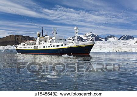 The expedition travel ship National Geographic Endeavour working around the island of Spitsbergen in the Barents Sea, Norway. View Large Photo Image Stock Image - The expedition travel ship National Geographic Endeavour working around the island of Spitsbergen in the Barents Sea, Norway.. Fotosearch