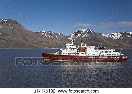 The tour vessel Polar Star leaving the town of Longyearbyen on the west side of Spitsbergen Island in the Svalbard Archipelago in the Barents Sea, Norway. View Large Photo Image Stock Image - The tour vessel Polar Star leaving the town of Longyearbyen on the west side of Spitsbergen Island in the Svalbard Archipelago in the Barents Sea, Norway. . Fotosearch