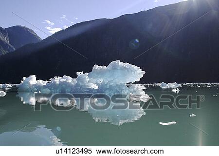 Stock Photography - A very unusual iceberg calved from the Sawyer Glacier in Tracy Arm in southeast Alaska, USA.. Fotosearch