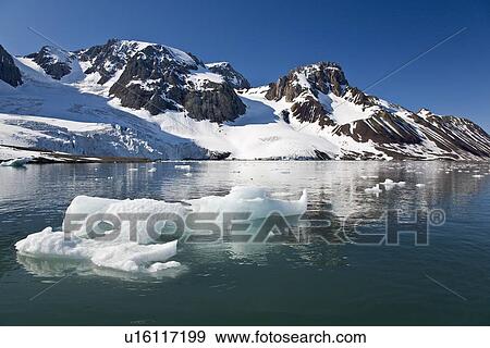 A view of Storpollen Glacier, on the southwestern side of Spitsbergen Island in the Svalbard Archipelago, Barents Sea, Norway. View Large Photo Image Stock Photo - A view of Storpollen Glacier, on the southwestern side of Spitsbergen Island in the Svalbard Archipelago, Barents Sea, Norway.. Fotosearch