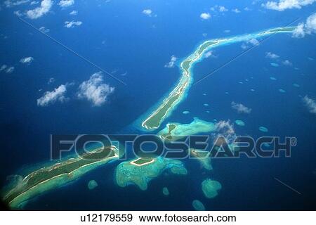 Stock Photo - Aerial view of Kuwajelein atol, Marshall Islands (N. Pacific). Fotosearch