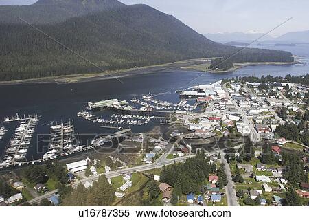 Stock Photography - Aerial view of the town of Petersburg, Southeast Alaska, USA.. Fotosearch