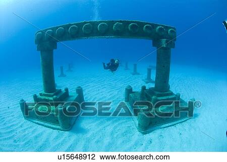 Stock Image - ATLANTIS sculpture park, Cayman Brac, Cayman Islands, Caribbean. Fotosearch