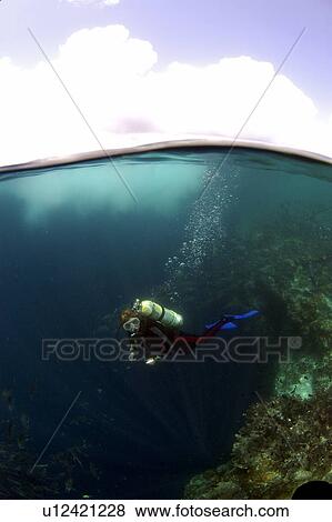 Stock Photo - Diver and clouds. Malaysia. Fotosearch
