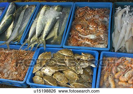 Stock Photograph - Fresh Seafood Suao, Taipei, Taiwan (Republic of China). Fotosearch