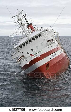 Stock Image - Rescue operation for sinking ship MV Explorer in Antarctica.. Fotosearch