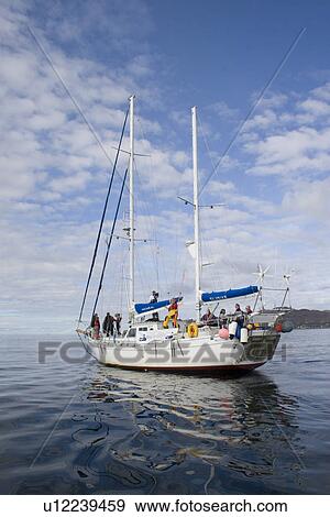 Stock Photo - Research boat. Silurian is the research boat of the Hebridean Whale and Dolphin Trust, Isle of Mull, Scotland. Fotosearch