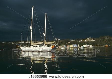 Research yacht in Tobermory Bay. 'Silurian' is the research vessel of the Hebridean Whale and Dolphin Trust, based in Tobermory. Isle of Mull, Scotland View Large Photo Image Stock Photograph - Research yacht in Tobermory Bay. 'Silurian' is the research vessel of the Hebridean Whale and Dolphin Trust, based in Tobermory. Isle of Mull, Scotland. Fotosearch