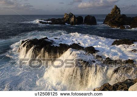 Wave crashing over rock, St. Peter and St. Paul's rocks, Brazil, Atlantic Ocean View Large Photo Image Stock Photography - Wave crashing over rock, St. Peter and St. Paul's rocks, Brazil, Atlantic Ocean . Fotosearch