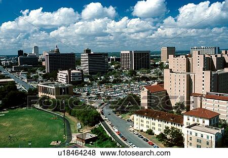 Stock Photo - arieal view of buildings in Austin. Fotosearch
