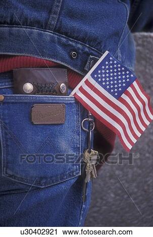 back pocket with flag sticking out View Large Photo Image Stock Image - back pocket with flag sticking out. Fotosearch