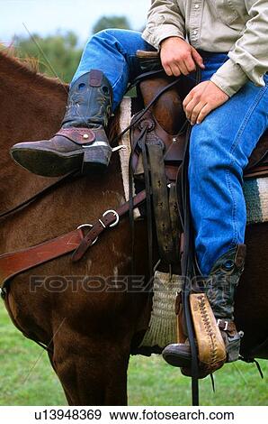 close up of boots worn by a man on a horse View Large Photo Image Stock Photo - close up of boots worn by a man on a horse. Fotosearch
