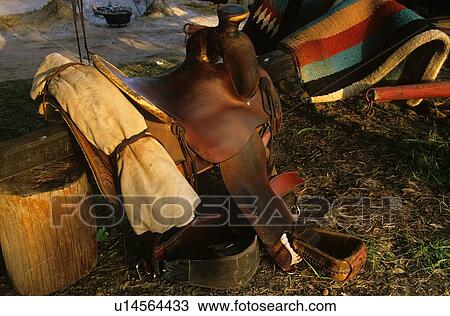 horse saddle sitting out View Large Photo Image Stock Image - horse saddle sitting out. Fotosearch