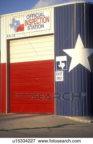 Stock Photo - inspection station painted like a Texas flag. Fotosearch