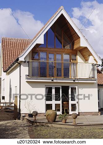 Picture - Balcony on modern white country house. Fotosearch