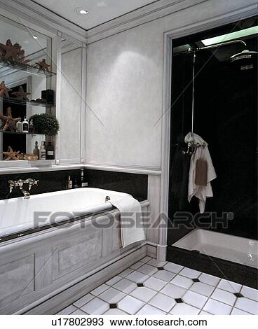 Bathroom with Bath and Shower View Large Photo Image Stock Image - Bathroom with Bath and Shower. Fotosearch