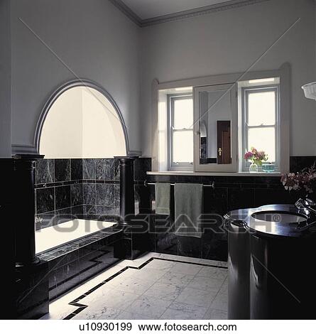 Black and white marble classical style bathroom. View Large Photo Image Stock Photo - Black and white marble classical style bathroom.. Fotosearch