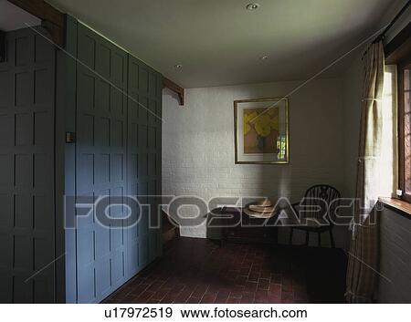 Stock Photo - blue, interior, traditional, interiors, cottages, halls. Fotosearch